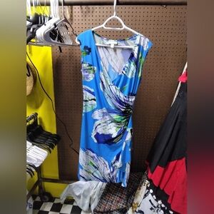 Elegant Blue Floral Women's Dress